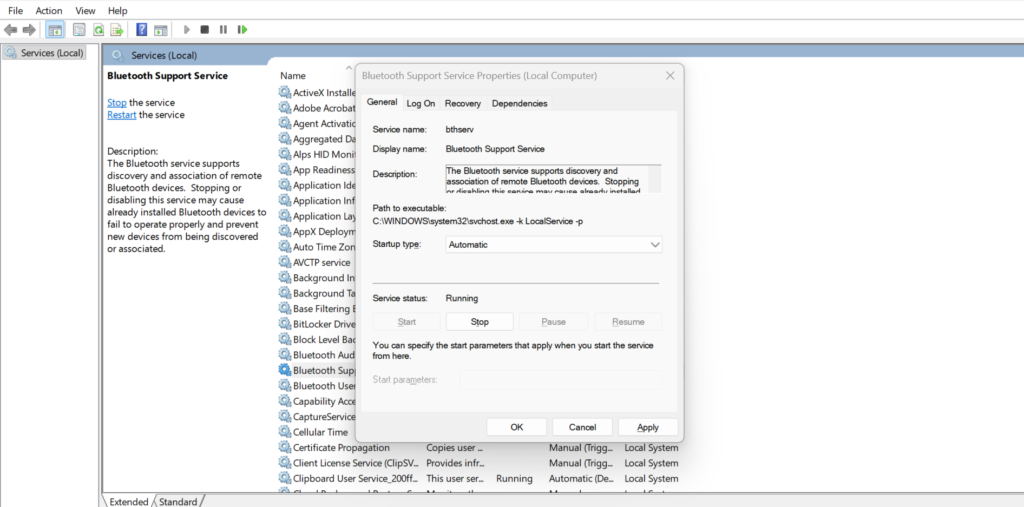 Bluetooth Support Service