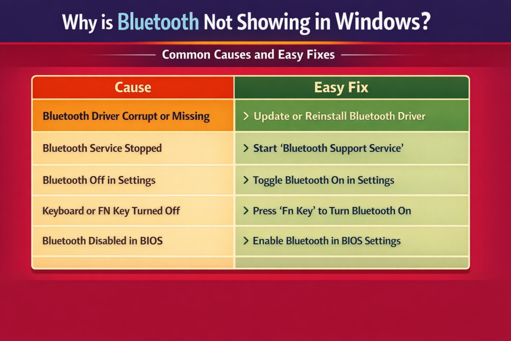 Fix the Bluetooth Table 