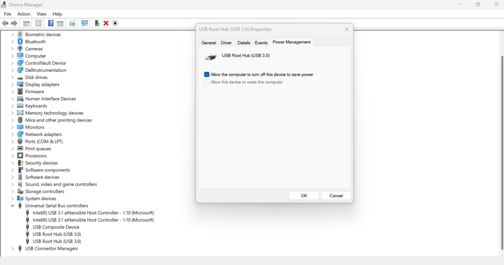 USB Root Hub Properties window Screenshot by HTB